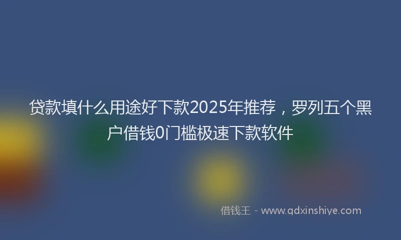 贷款填什么用途好下款2025年推荐，罗列五个黑户借钱0门槛极速下款软件