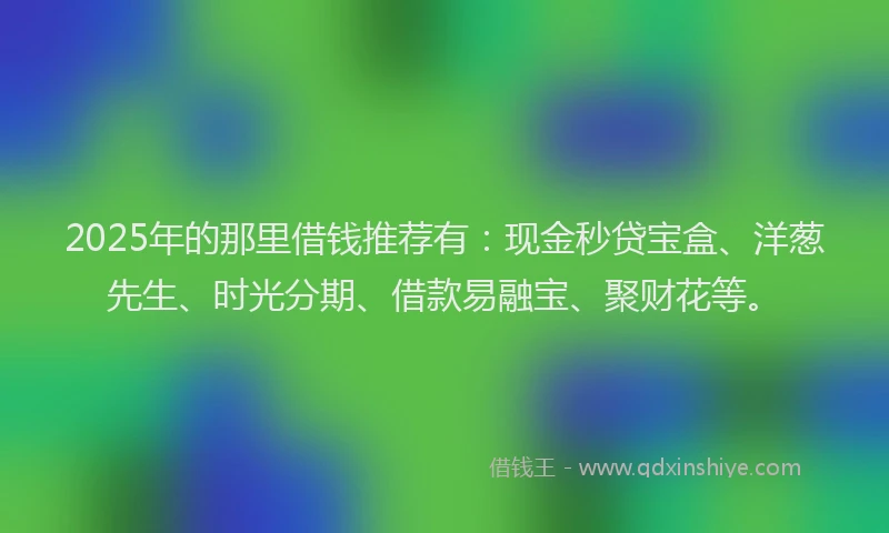2025年的那里借钱推荐有：现金秒贷宝盒、洋葱先生、时光分期、借款易融宝、聚财花等。