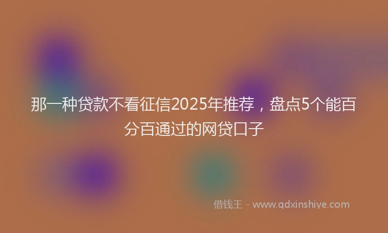 那一种贷款不看征信2025年推荐，盘点5个能百分百通过的网贷口子