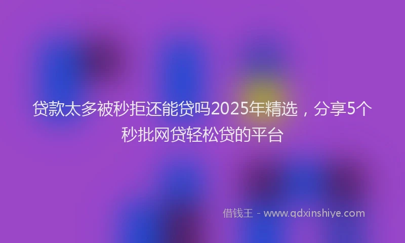 贷款太多被秒拒还能贷吗2025年精选，分享5个秒批网贷轻松贷的平台