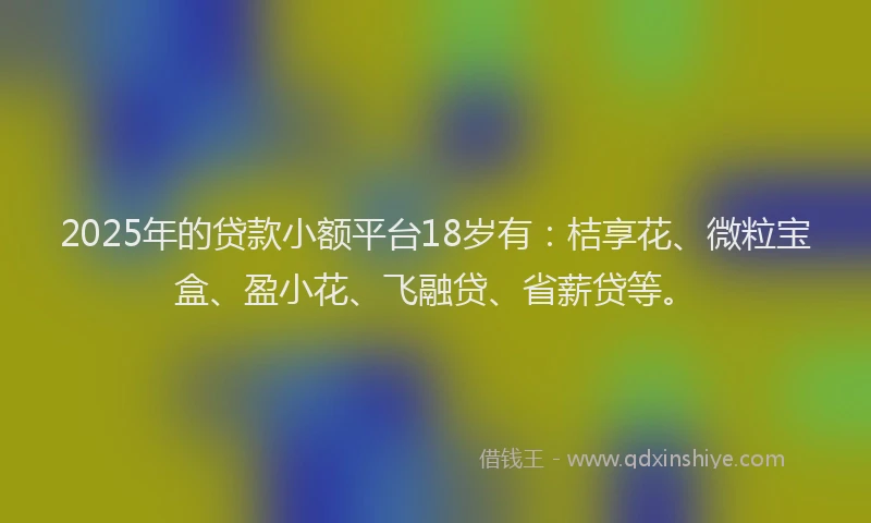 2025年的贷款小额平台18岁有：桔享花、微粒宝盒、盈小花、飞融贷、省薪贷等。