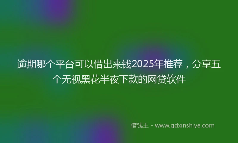 逾期哪个平台可以借出来钱2025年推荐，分享五个无视黑花半夜下款的网贷软件