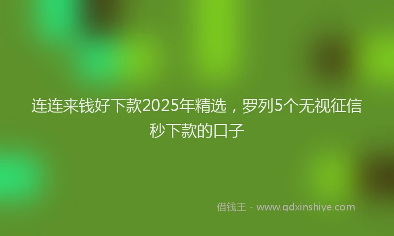 连连来钱好下款2025年精选，罗列5个无视征信秒下款的口子