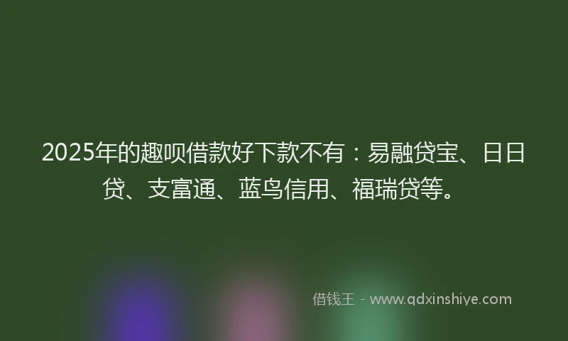 2025年的趣呗借款好下款不有：易融贷宝、日日贷、支富通、蓝鸟信用、福瑞贷等。