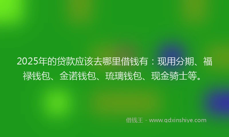 2025年的贷款应该去哪里借钱有：现用分期、福禄钱包、金诺钱包、琉璃钱包、现金骑士等。
