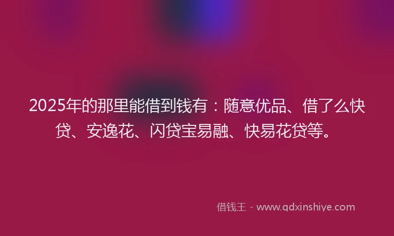 2025年的那里能借到钱有：随意优品、借了么快贷、安逸花、闪贷宝易融、快易花贷等。