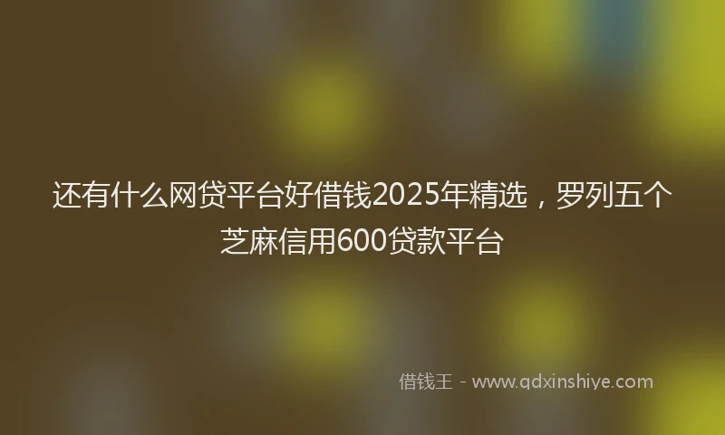 还有什么网贷平台好借钱2025年精选，罗列五个芝麻信用600贷款平台