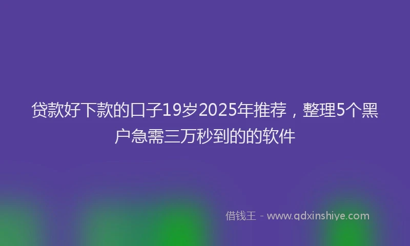 贷款好下款的口子19岁2025年推荐，整理5个黑户急需三万秒到的的软件