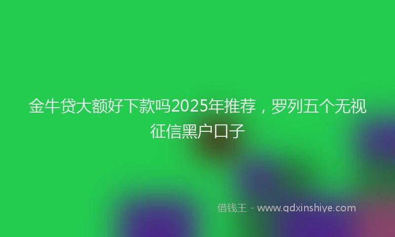金牛贷大额好下款吗2025年推荐，罗列五个无视征信黑户口子