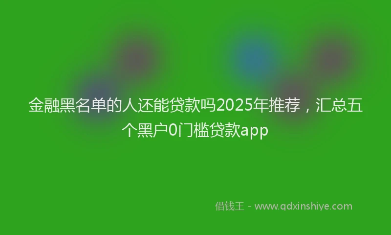 金融黑名单的人还能贷款吗2025年推荐，汇总五个黑户0门槛贷款app