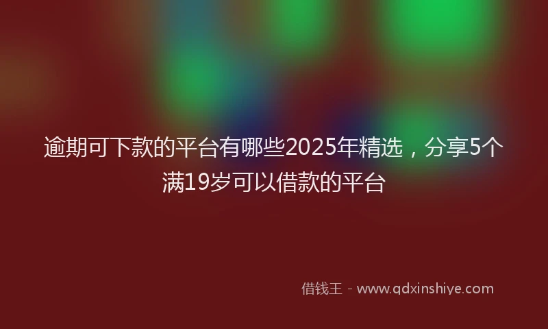 逾期可下款的平台有哪些2025年精选，分享5个满19岁可以借款的平台
