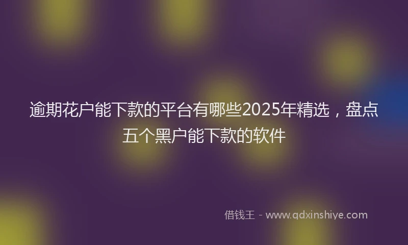 逾期花户能下款的平台有哪些2025年精选，盘点五个黑户能下款的软件