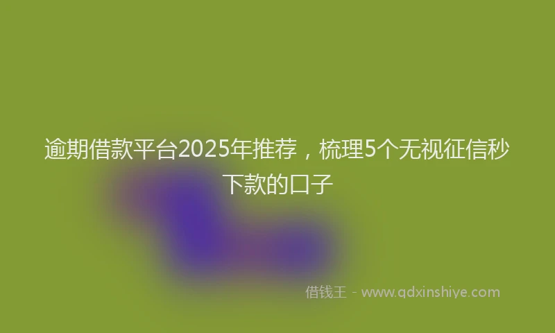 逾期借款平台2025年推荐，梳理5个无视征信秒下款的口子
