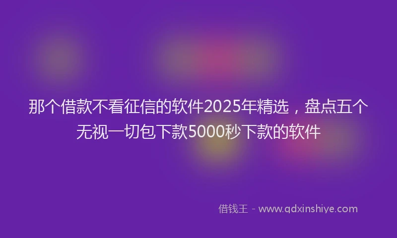 那个借款不看征信的软件2025年精选，盘点五个无视一切包下款5000秒下款的软件