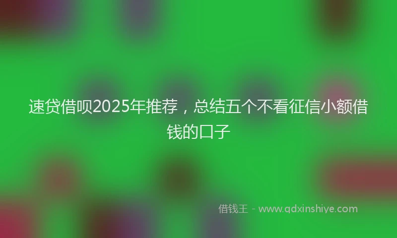 速贷借呗2025年推荐，总结五个不看征信小额借钱的口子