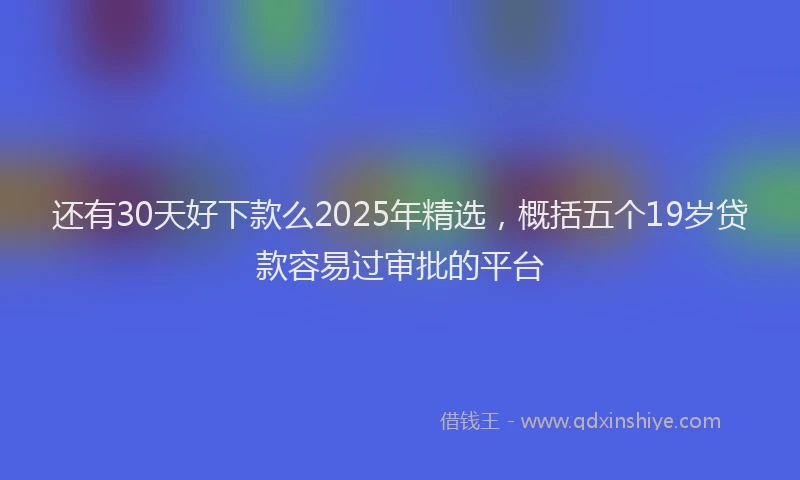 还有30天好下款么2025年精选，概括五个19岁贷款容易过审批的平台