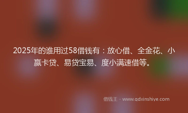 2025年的谁用过58借钱有：放心借、全金花、小赢卡贷、易贷宝易、度小满速借等。