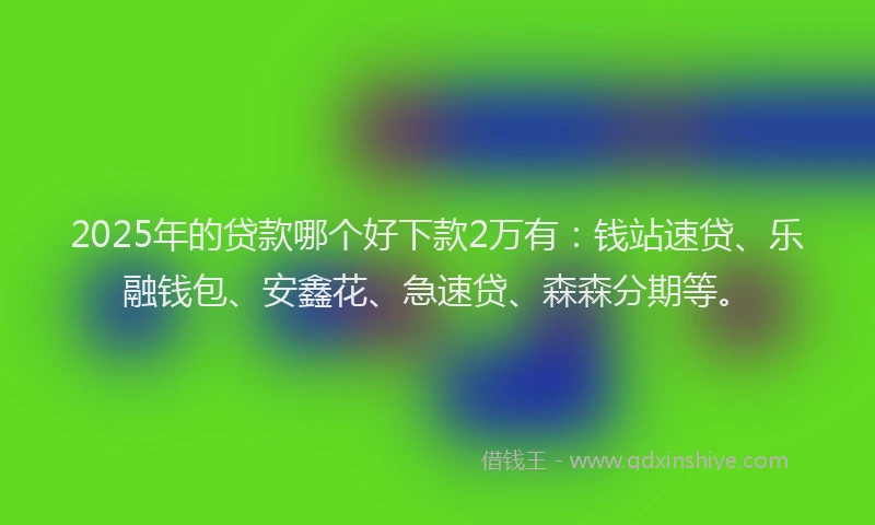 2025年的贷款哪个好下款2万有：钱站速贷、乐融钱包、安鑫花、急速贷、森森分期等。
