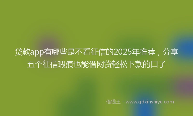 贷款app有哪些是不看征信的2025年推荐，分享五个征信瑕疵也能借网贷轻松下款的口子