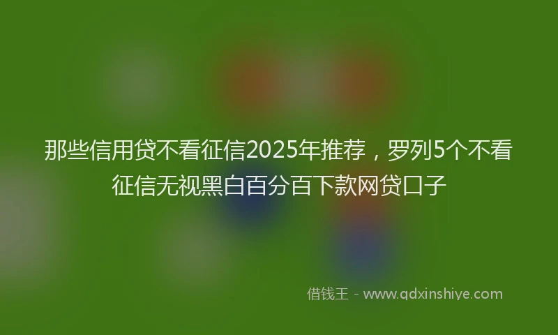 那些信用贷不看征信2025年推荐，罗列5个不看征信无视黑白百分百下款网贷口子
