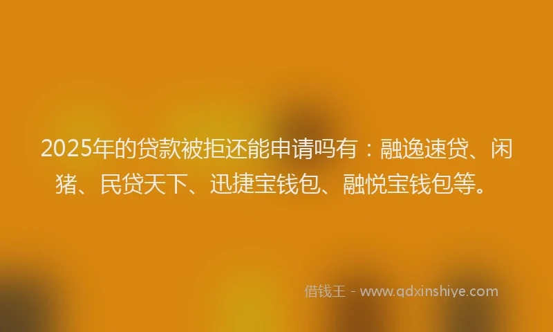 2025年的贷款被拒还能申请吗有：融逸速贷、闲猪、民贷天下、迅捷宝钱包、融悦宝钱包等。