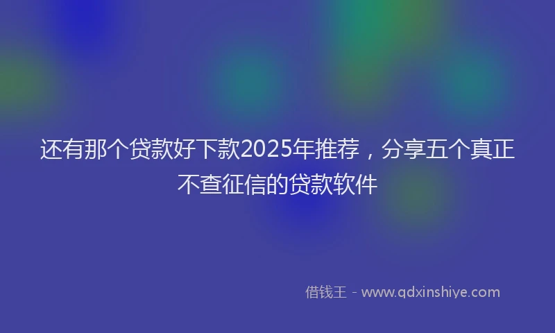 还有那个贷款好下款2025年推荐，分享五个真正不查征信的贷款软件