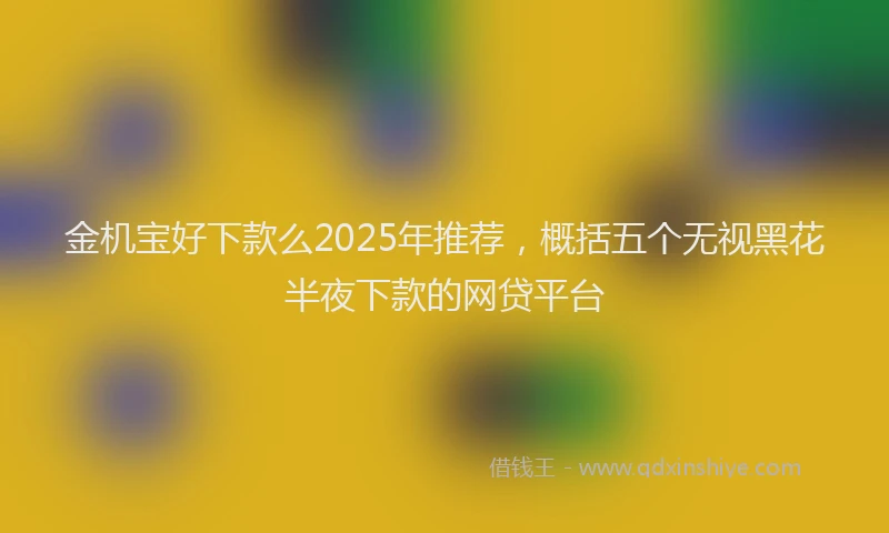 金机宝好下款么2025年推荐，概括五个无视黑花半夜下款的网贷平台