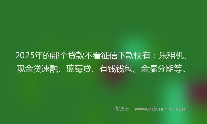 2025年的那个贷款不看征信下款快有：乐租机、现金贷速融、蓝莓贷、有钱钱包、金瀛分期等。