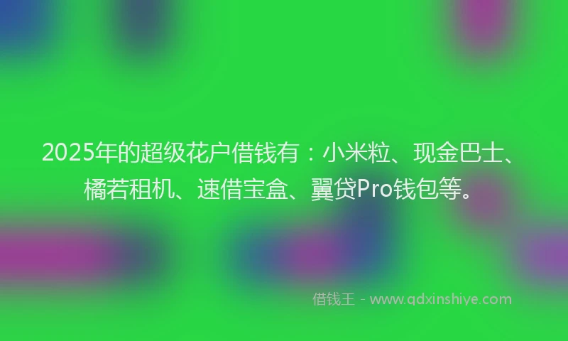 2025年的超级花户借钱有：小米粒、现金巴士、橘若租机、速借宝盒、翼贷Pro钱包等。