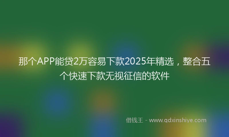那个APP能贷2万容易下款2025年精选，整合五个快速下款无视征信的软件