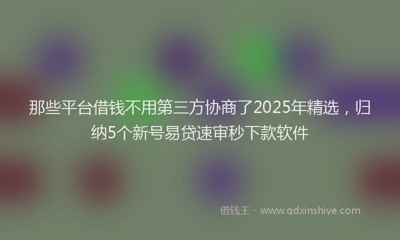 那些平台借钱不用第三方协商了2025年精选，归纳5个新号易贷速审秒下款软件