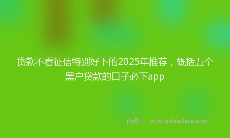 贷款不看征信特别好下的2025年推荐，概括五个黑户贷款的口子必下app