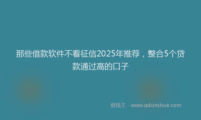 那些借款软件不看征信2025年推荐，整合5个贷款通过高的口子