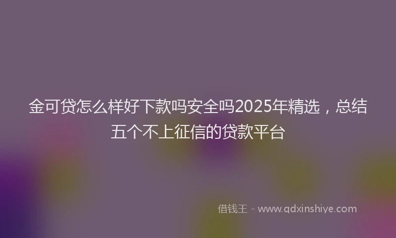 金可贷怎么样好下款吗安全吗2025年精选，总结五个不上征信的贷款平台