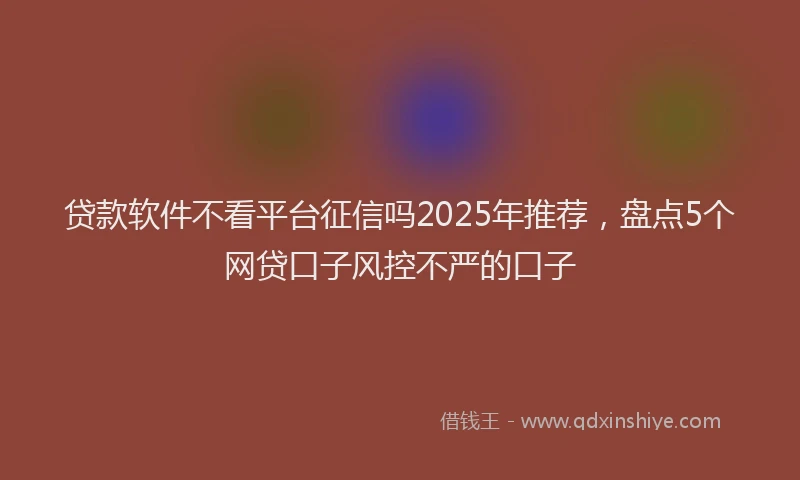 贷款软件不看平台征信吗2025年推荐，盘点5个网贷口子风控不严的口子