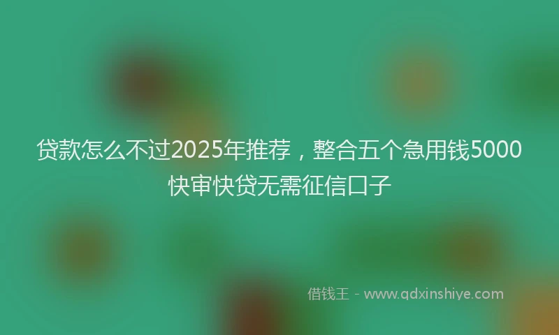 贷款怎么不过2025年推荐，整合五个急用钱5000快审快贷无需征信口子