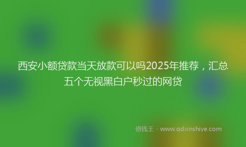 西安小额贷款当天放款可以吗2025年推荐，汇总五个无视黑白户秒过的网贷