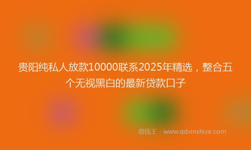 贵阳纯私人放款10000联系2025年精选，整合五个无视黑白的最新贷款口子