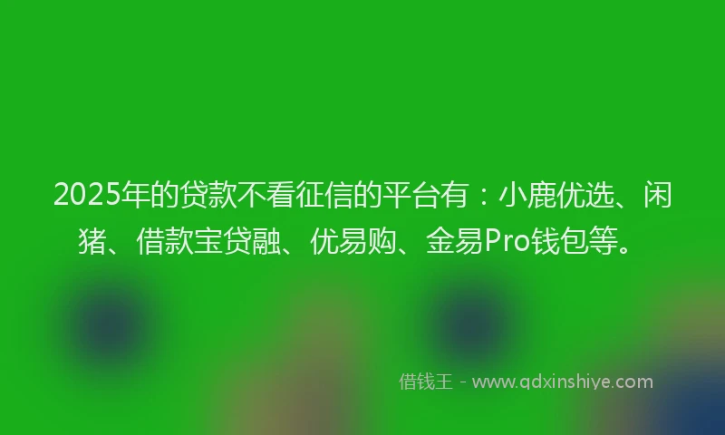 2025年的贷款不看征信的平台有：小鹿优选、闲猪、借款宝贷融、优易购、金易Pro钱包等。