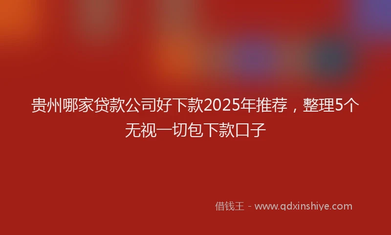 贵州哪家贷款公司好下款2025年推荐，整理5个无视一切包下款口子