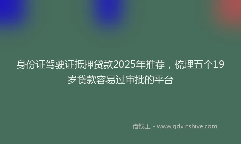 身份证驾驶证抵押贷款2025年推荐，梳理五个19岁贷款容易过审批的平台