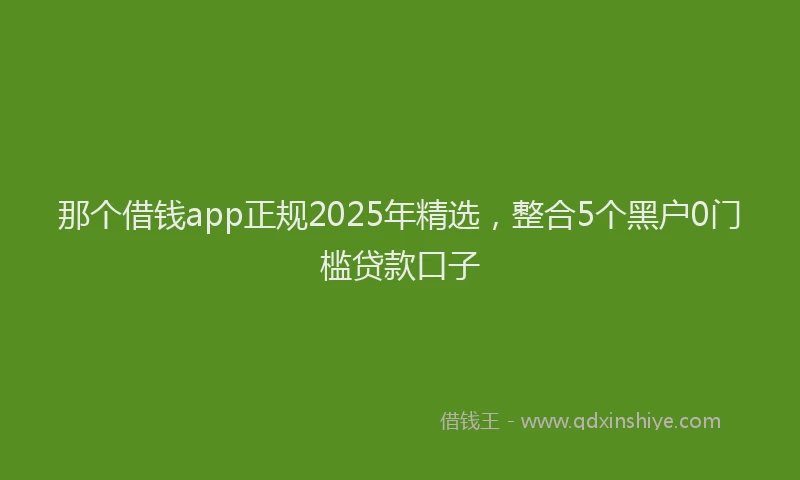 那个借钱app正规2025年精选，整合5个黑户0门槛贷款口子