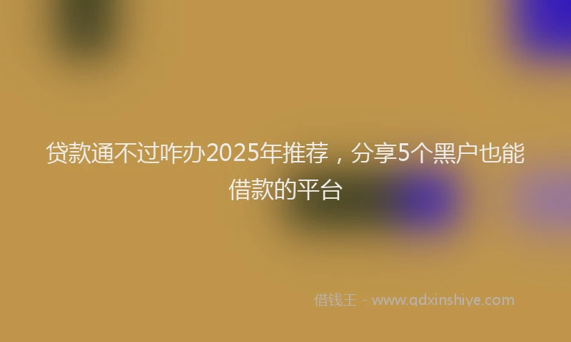 贷款通不过咋办2025年推荐，分享5个黑户也能借款的平台