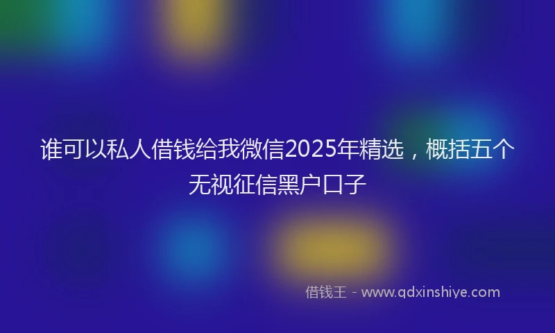 谁可以私人借钱给我微信2025年精选，概括五个无视征信黑户口子