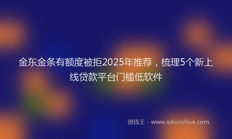 金东金条有额度被拒2025年推荐，梳理5个新上线贷款平台门槛低软件