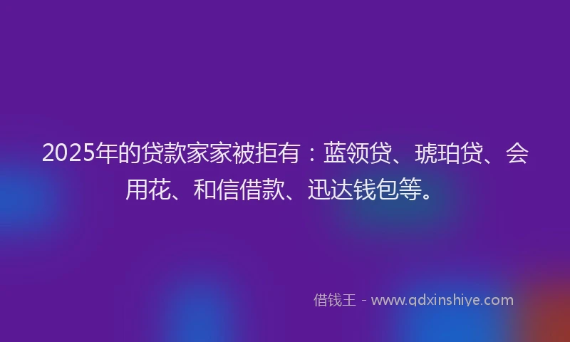 2025年的贷款家家被拒有：蓝领贷、琥珀贷、会用花、和信借款、迅达钱包等。