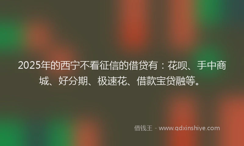 2025年的西宁不看征信的借贷有：花呗、手中商城、好分期、极速花、借款宝贷融等。