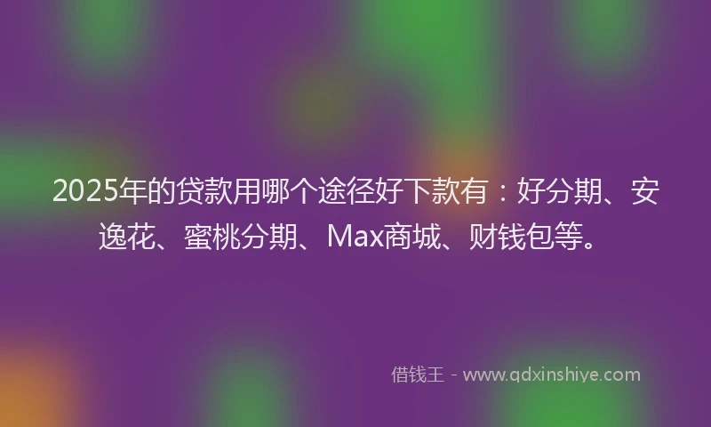2025年的贷款用哪个途径好下款有：好分期、安逸花、蜜桃分期、Max商城、财钱包等。