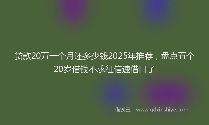 贷款20万一个月还多少钱2025年推荐，盘点五个20岁借钱不求征信速借口子