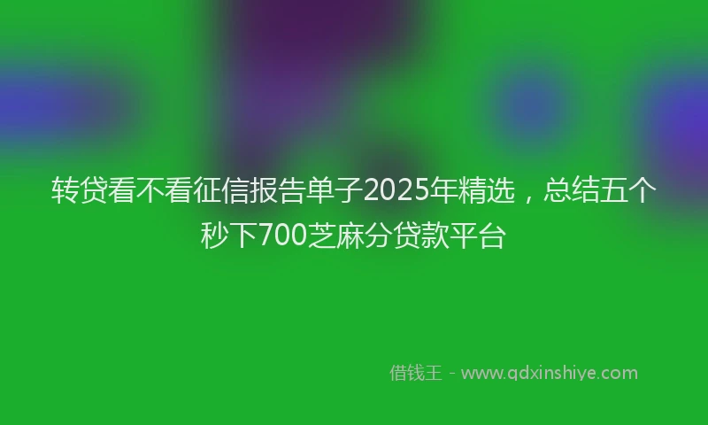 转贷看不看征信报告单子2025年精选，总结五个秒下700芝麻分贷款平台